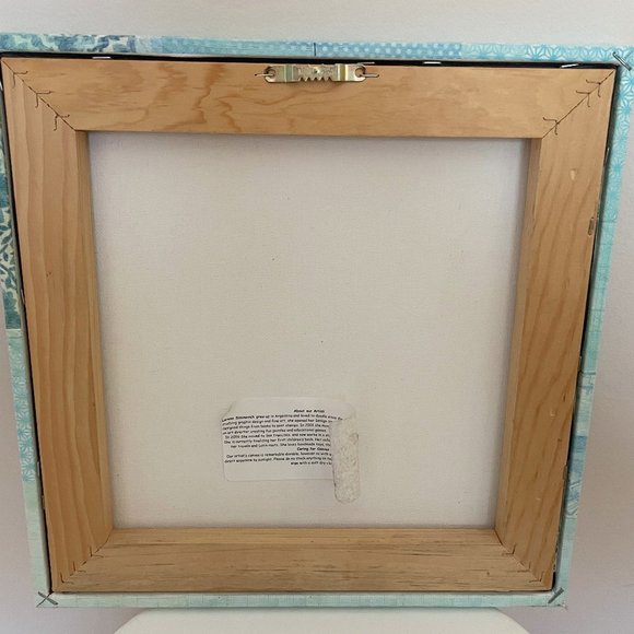 Anthropologie Lorena Siminovich Original Blue Bird Stretched Canvas Painting - Picture 7 of 7